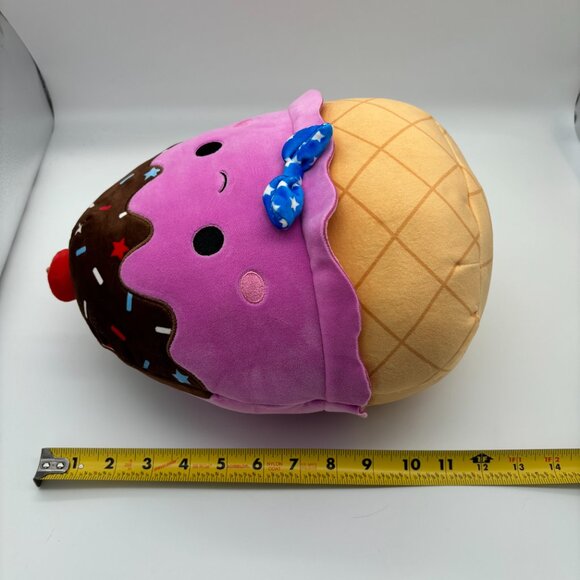 Squishmallows 11" Medium Pink Ice Cream Sundae Blue Star Bowtie Stuffed Plush - Picture 5 of 5